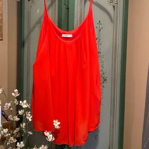Rich Red Pleated Chiffon Layered Cami Tank sz 2XL